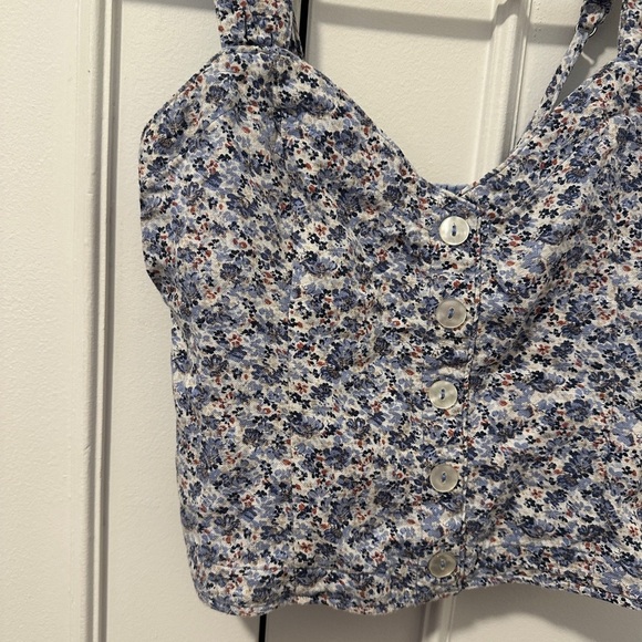 Abercrombie & Fitch Pleated Blue Floral Linen Blend Camisole Size XS Women’s - Picture 3 of 11